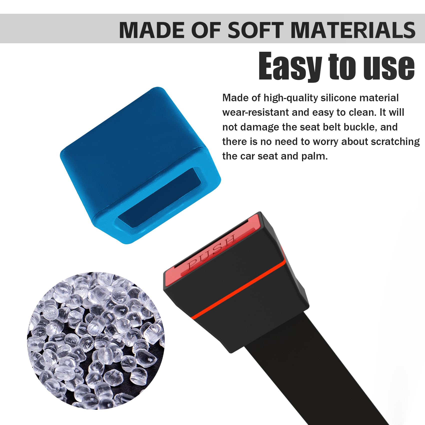 NTNEV 2-Pack Silicone Seat Belt Buckle Holder - Car Seat Belt Booster for Easy Access, Stable & Upright Position - Universal Car Accessories (Blue) - Perfect for SUVs, Trucks & Family Vehicles
