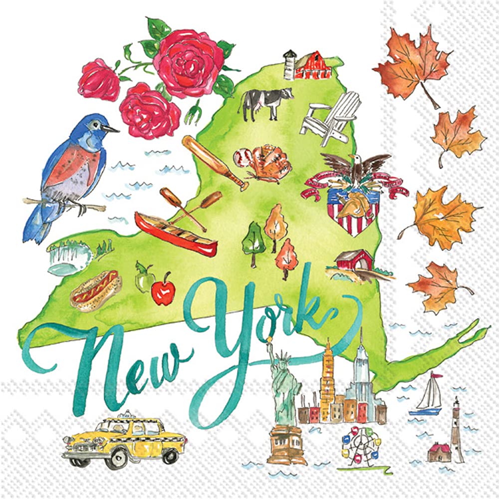 Premium 5x5 New York State Themed Cocktail Napkins for Bar, Party, Drinks & Snacks - Perfect for Home Entertaining, Weddings, and Cocktail Events