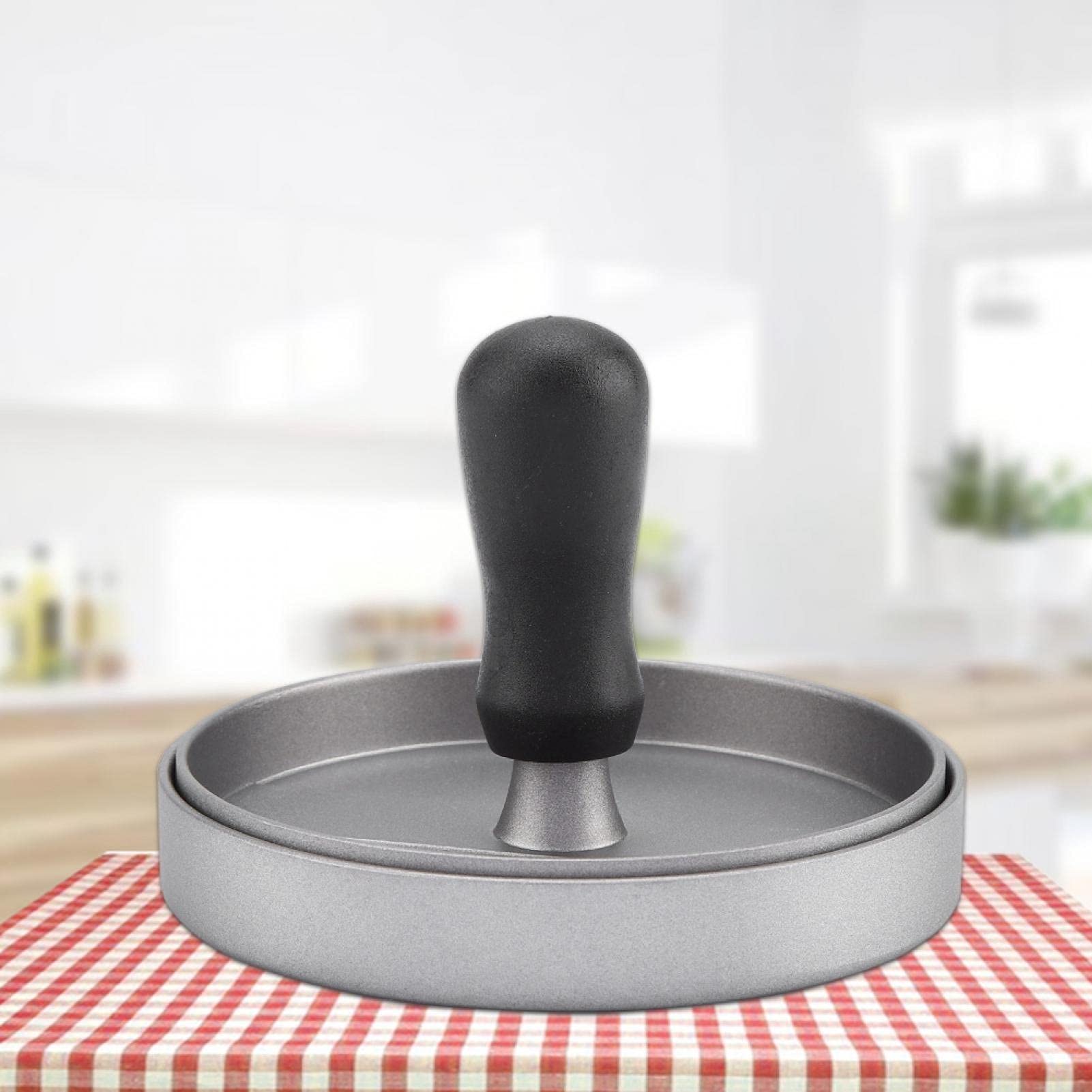 SUCIE Round Grill Press - Heavy Duty Aluminum Alloy Burger Press for Restaurants & Home Kitchens - Perfect for Making Juicy Burgers, Paninis & Sandwiches (Ideal for BBQ, Backyard Grilling & Commercial Use)
