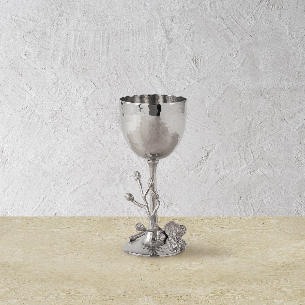 Elegant White Orchid Kiddush Cup - Handcrafted Jewish Communion Wine Goblet for Shabbat, Passover & Holidays - Perfect for Religious Ceremonies & Home Decor