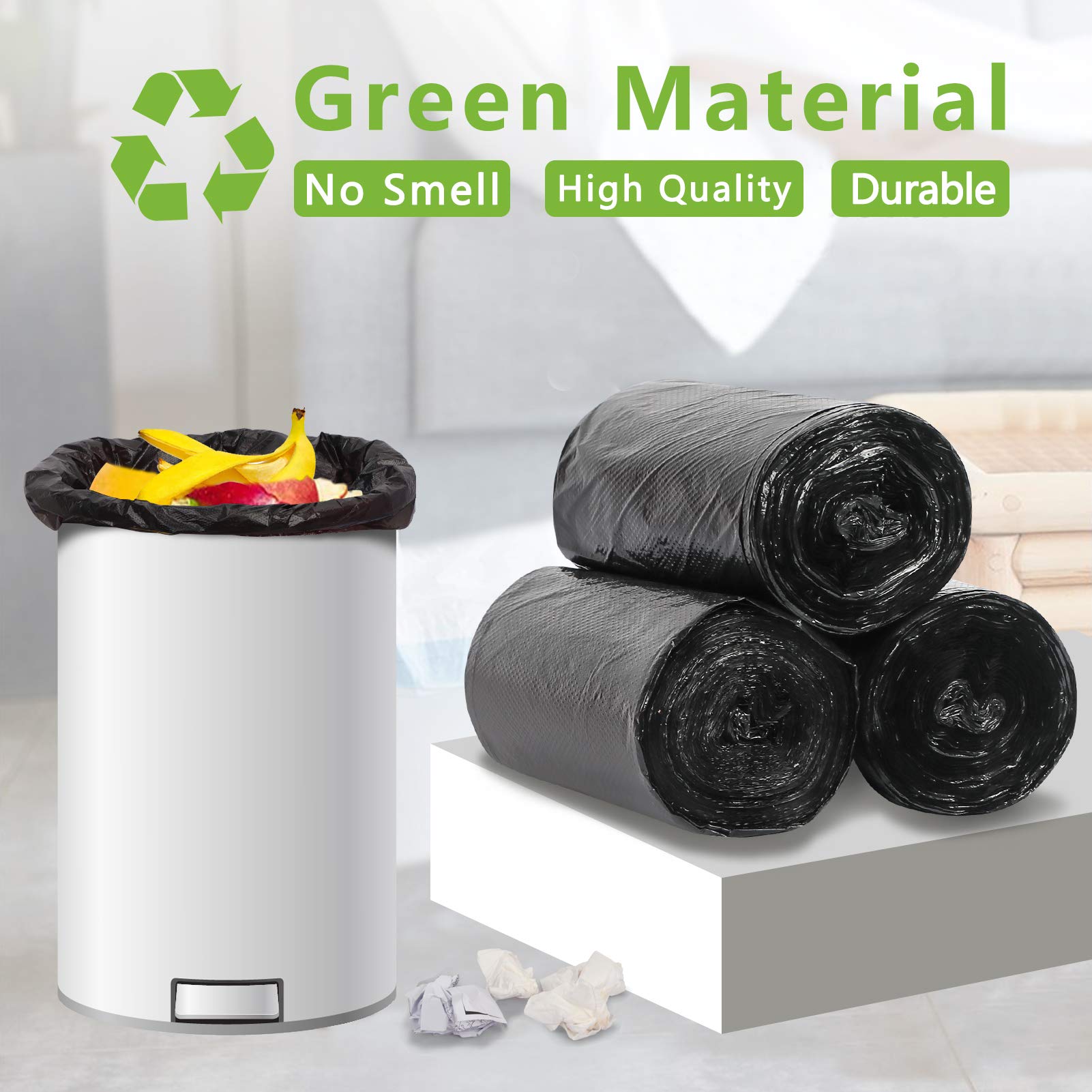 Classycoo Extra Thick Leak Proof Trash Bags - 100 Count 8 Gallon Heavy Duty Garbage Bags for Home & Office Waste Bins | Perfect for Kitchen, Bathroom & Office Waste Disposal (Black)