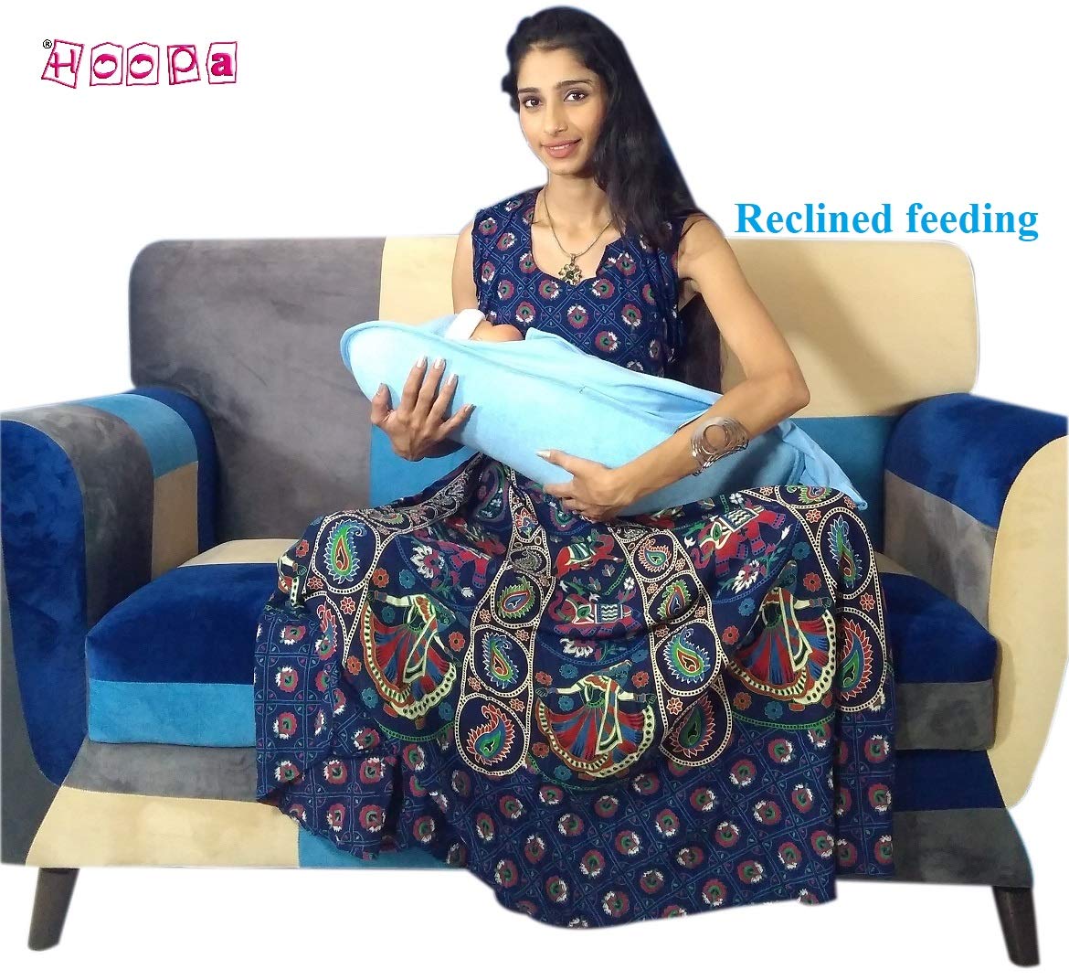 HOOBA 2-in-1 Nursing Pillow with Hood & Cover - Baby Feeding Support for Comfortable Breastfeeding