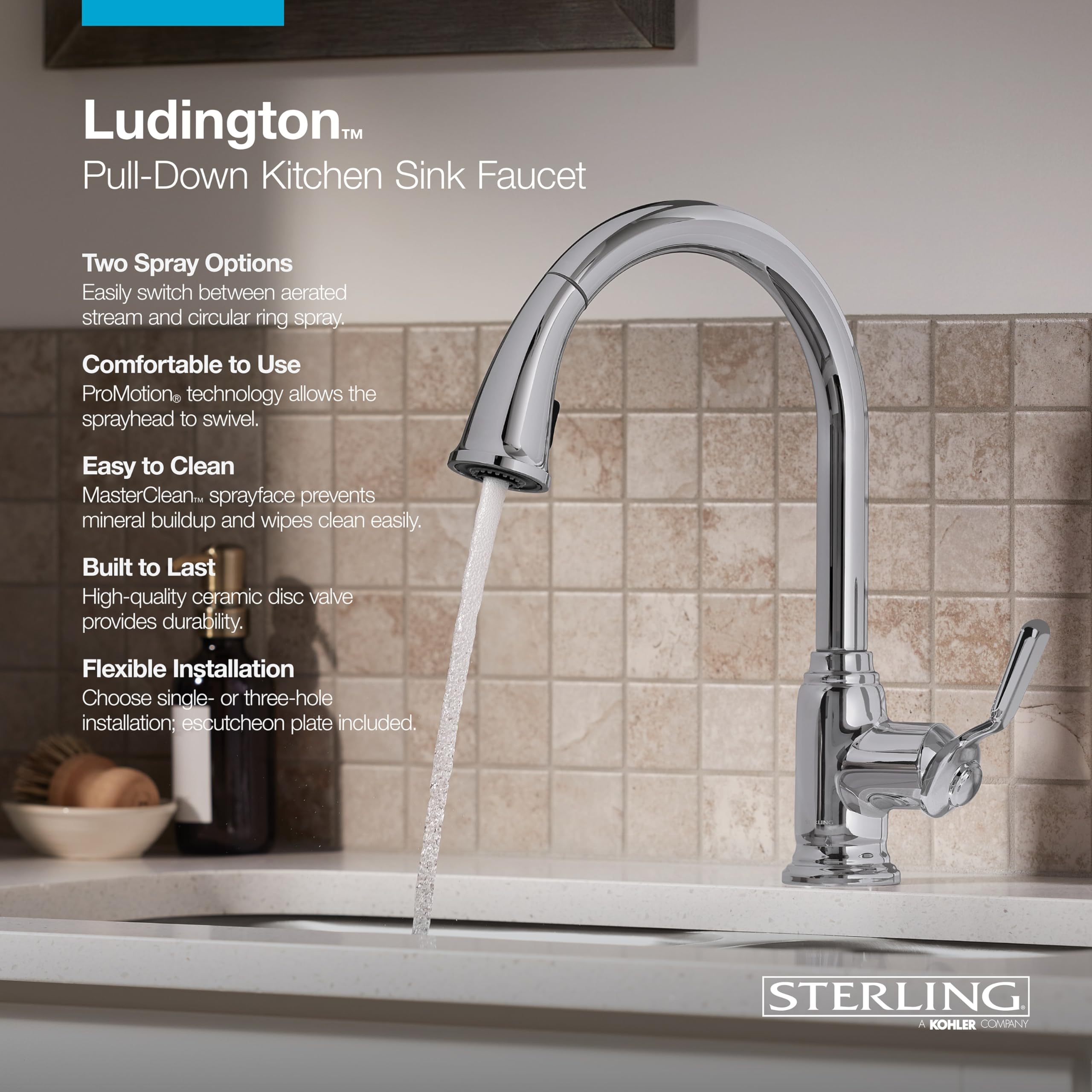 Ludington Pull Down Kitchen Faucet - Perfect for Modern Sinks