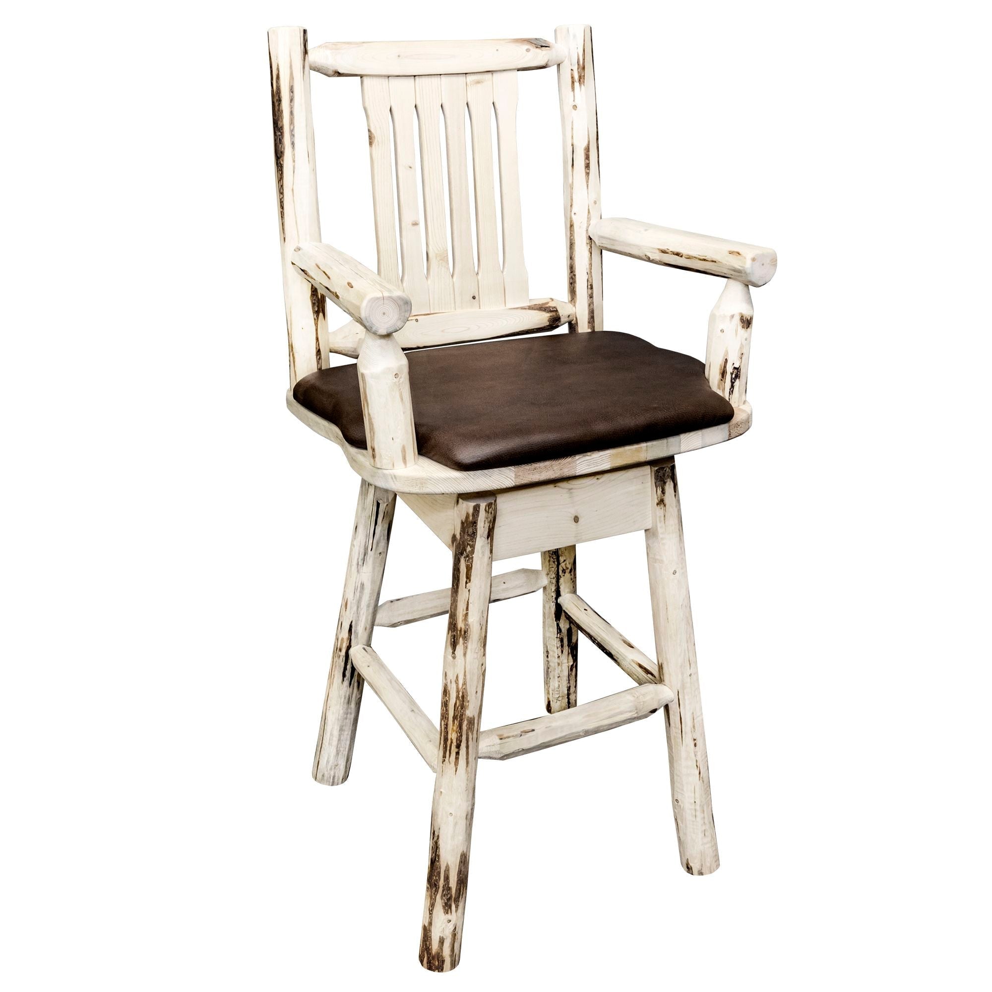 Montana Captain's Barstool with Back & Swivel - Upholstered Seat Saddle Pattern for Kitchen, Bar & Dining Room - Comfortable & Stylish Bar Stool for Home & Commercial Use
