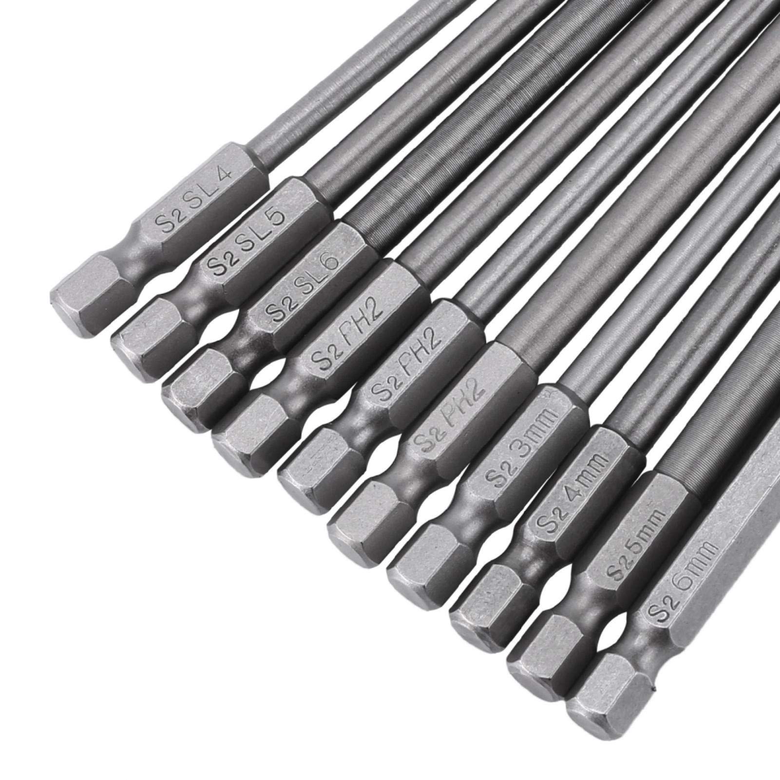 10-Piece Alloy Steel Magnetic Screwdriver Bits Set - Compatible with Hand Screwdrivers, Electric Screwdrivers & Power Drills - Perfect for DIY Projects, Home Repairs and Professional Use