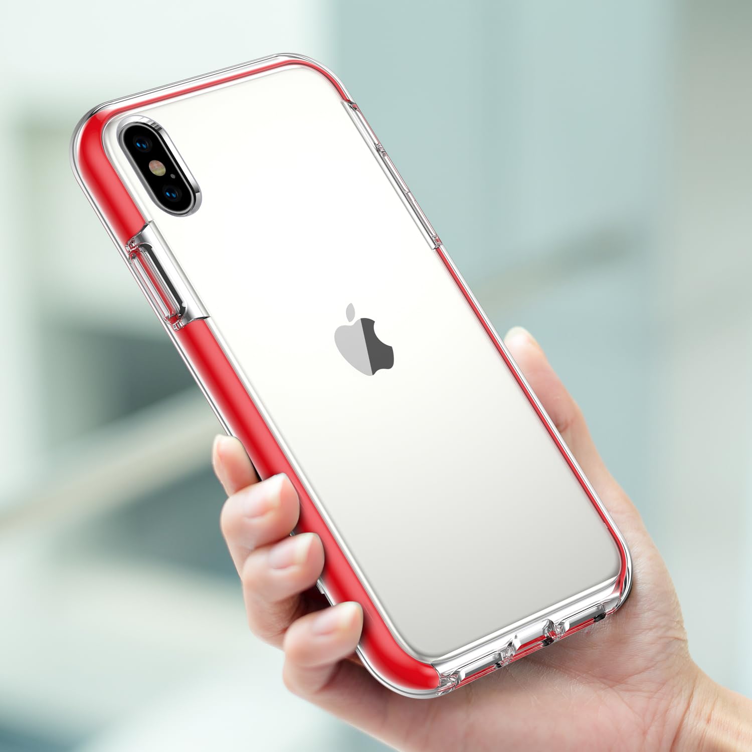 COOLQO iPhone Xs Max Case 6.5 Inch - Clear 360 Full Body Coverage Shockproof Silicone Protective Phone Cover with 2 Tempered Glass Screen Protectors (Red) | Perfect for Everyday Protection, Outdoor Activities & Travel
