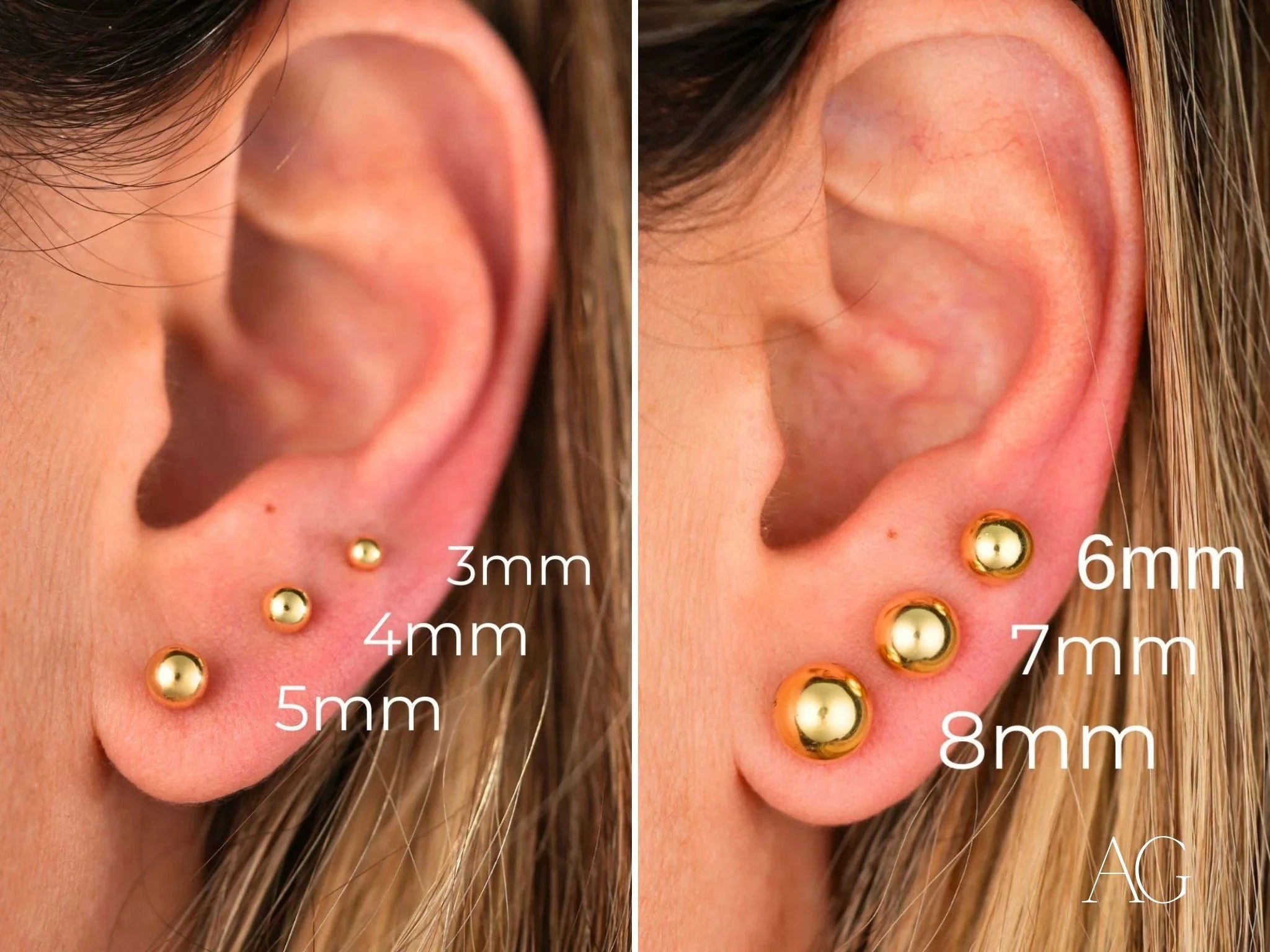 18K Gold Ball Stud Earrings - Classic Elegance Jewelry for Women, Perfect for Weddings, Parties & Everyday Wear