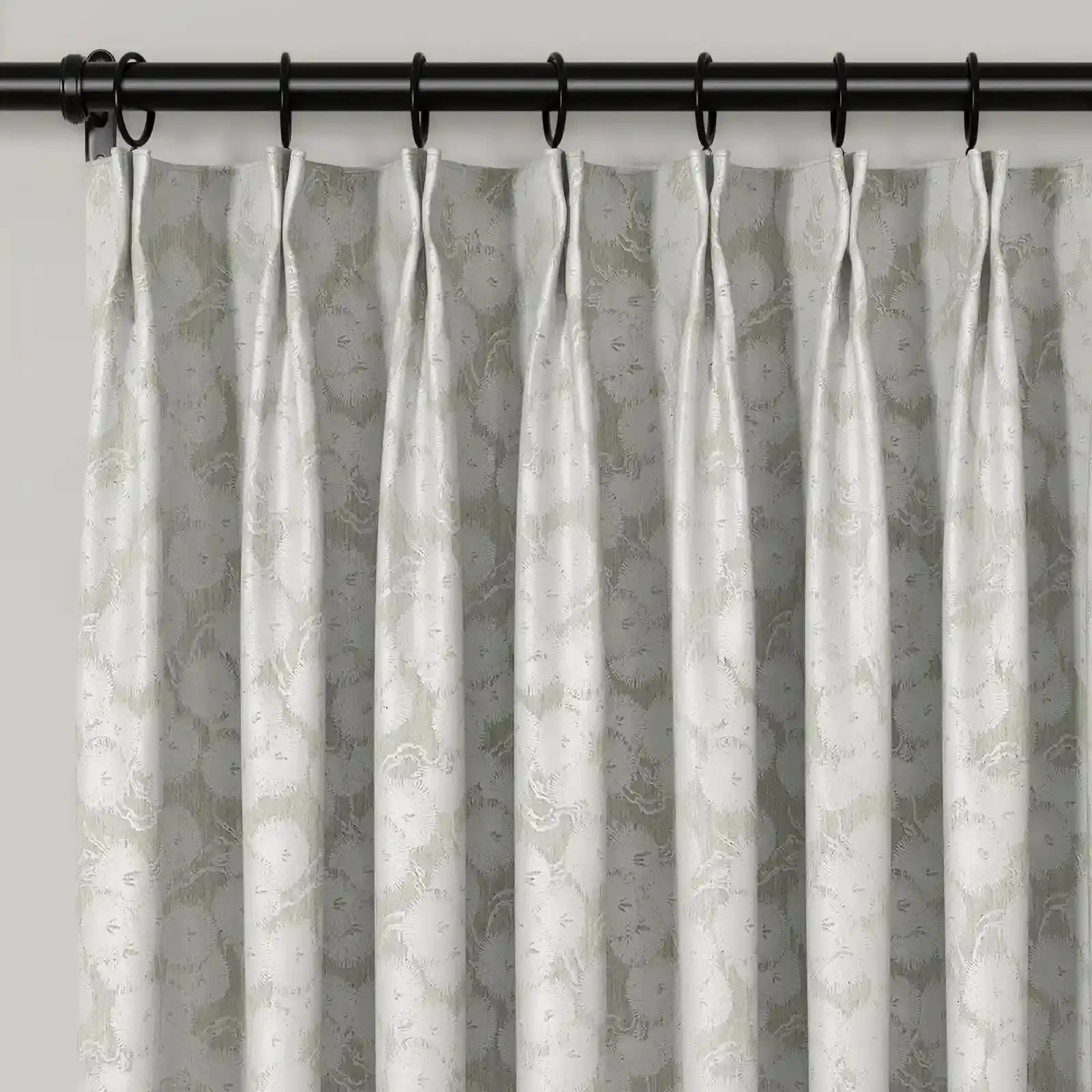 Lydia Daisy Jacquard Pleated Curtains - Elegant Floral Window Drapes for Living Room & Bedroom Decor