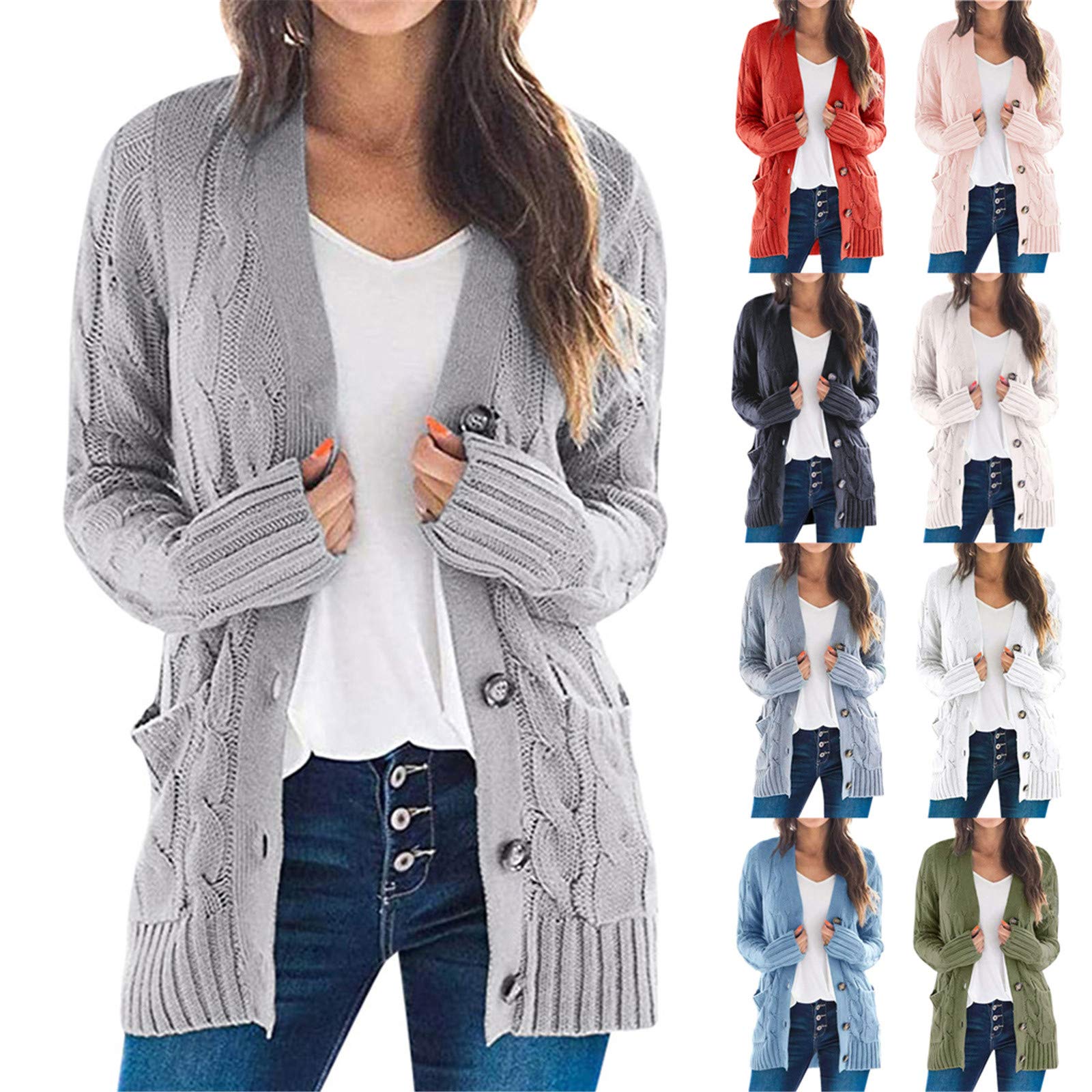 Plus Size Women's Cardigan Sweaters - Lightweight Open Front Chunky Knit Long Duster Cardigan for Work, Office & Casual Wear