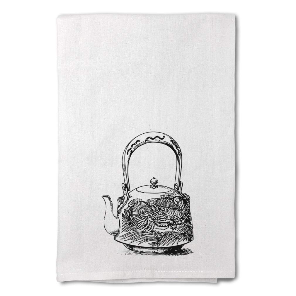 Vintage Japanese Dragon Teapot Design Flour Kitchen Towels - Custom Decor Dish Towels for Home Kitchen Cleaning & Tea Time Decor