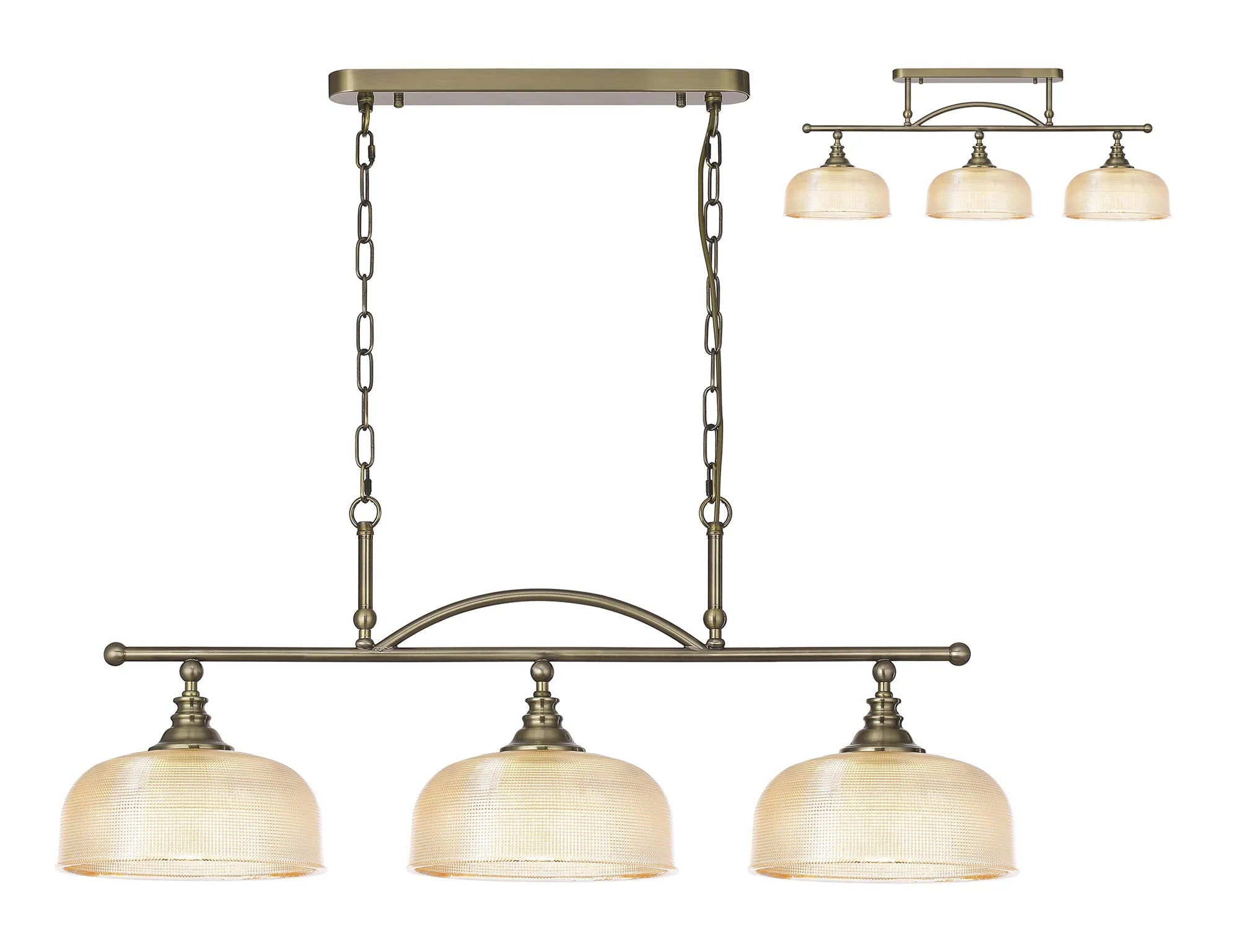 Antique Brass/ Amber Glass