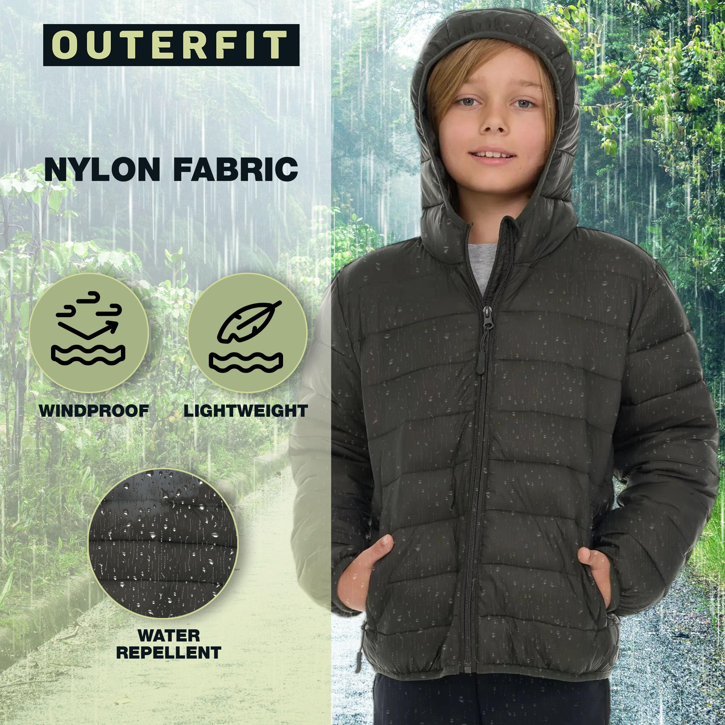 Lightweight Packable Boys Hooded Puffer Jacket for Winter - Warm & Water-Resistant Outerwear for Kids Outdoor Activities & School