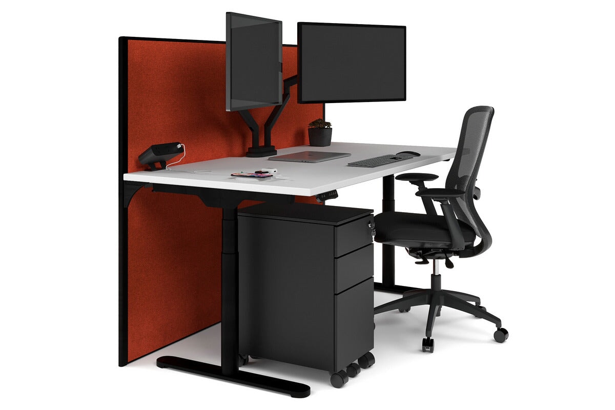 Flexi Premium Height Adjustable Single Workstation Desk - 1600L x 800W with Cable Management Scallop | Ergonomic Standing Desk for Home Office & Workspace