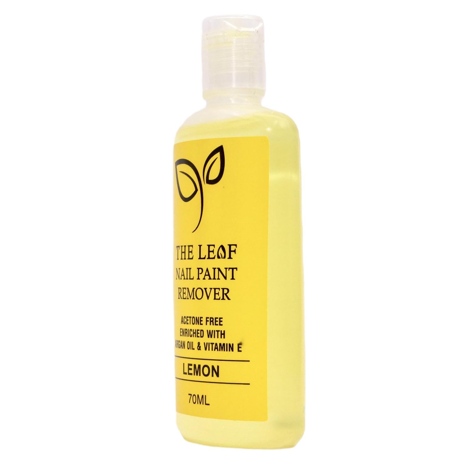 Organic Leaf Nail Polish Remover - Acetone-Free Formula, 70ml Lemon Scent - Gentle Nail Care for Home & Salon Use