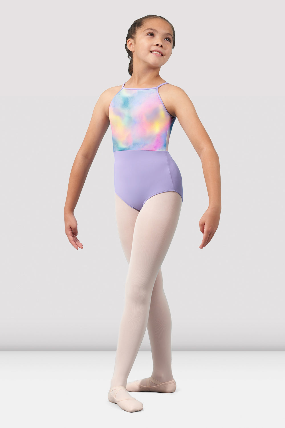Girls Mirella Watercolor Halter Neck Leotard - Ballet Dancewear for Toddler & Kids - Perfect for Dance Class, Recital & Performance