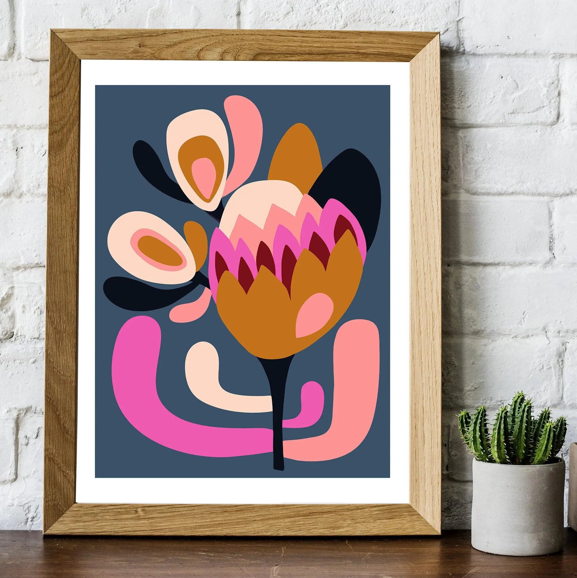 Modern Protea Wall Art Print - Handmade Floral Canvas Painting for Home Decor - Perfect for Living Room, Bedroom & Office