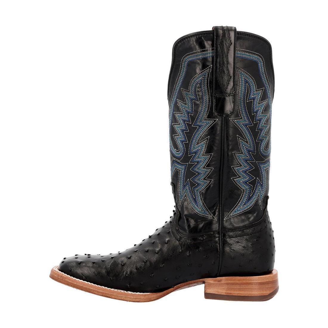 PRCA Collection Men's Full Quill Ostrich Western Boots - Genuine Leather Cowboy Boots for Men, Black - Perfect for Rodeo, Country Dancing & Western Fashion