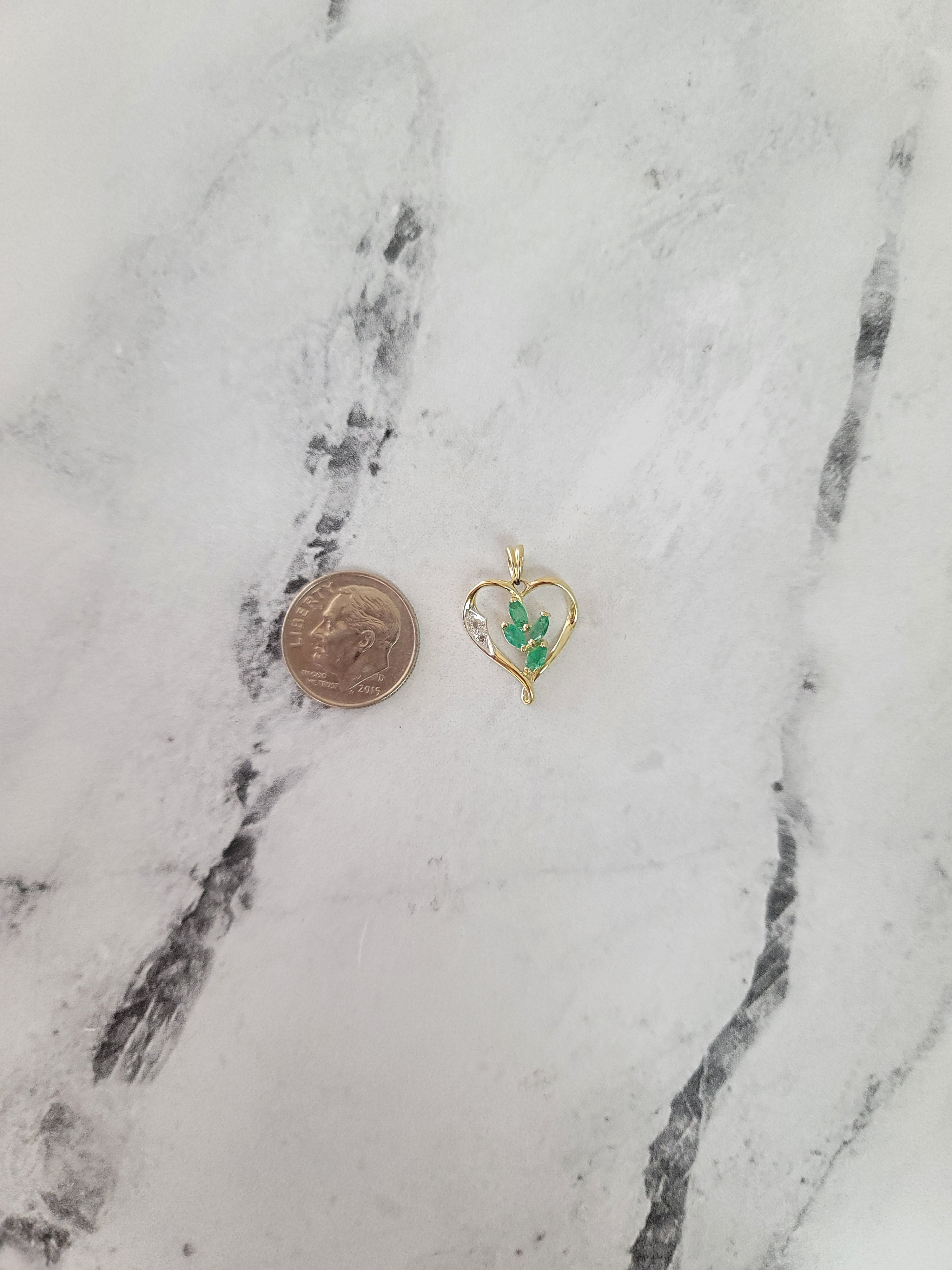 Exquisite Heart Shaped Pendant Necklace with Marquise Emerald Cluster Center Stone - Perfect for Valentine's Day Gifts, Anniversary Presents & Romantic Occasions