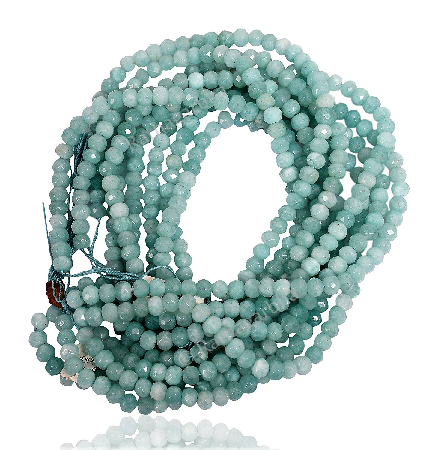Aquamarine Quartz Faceted Rondelle Loose Gemstone Beads - 14 Inch Strand, Natural Aqua Blue Color for Jewelry Making - DIY Bracelets, Necklaces & Craft Projects - Wholesale Bulk Price