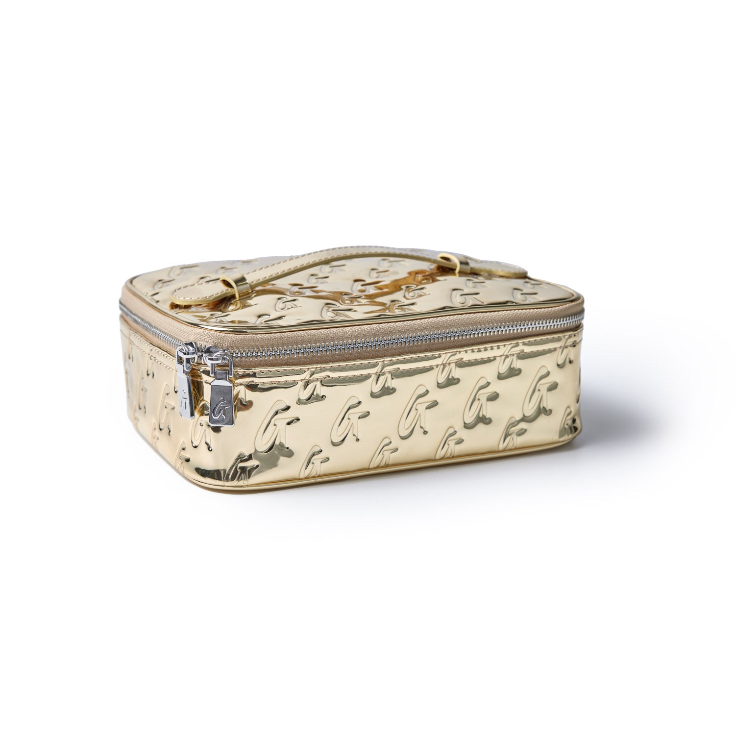 Medium Metallic Monogram Toiletry Bag in Gold - Perfect for Travel, Gym & Weekend Getaways | Personalized Cosmetic Organizer