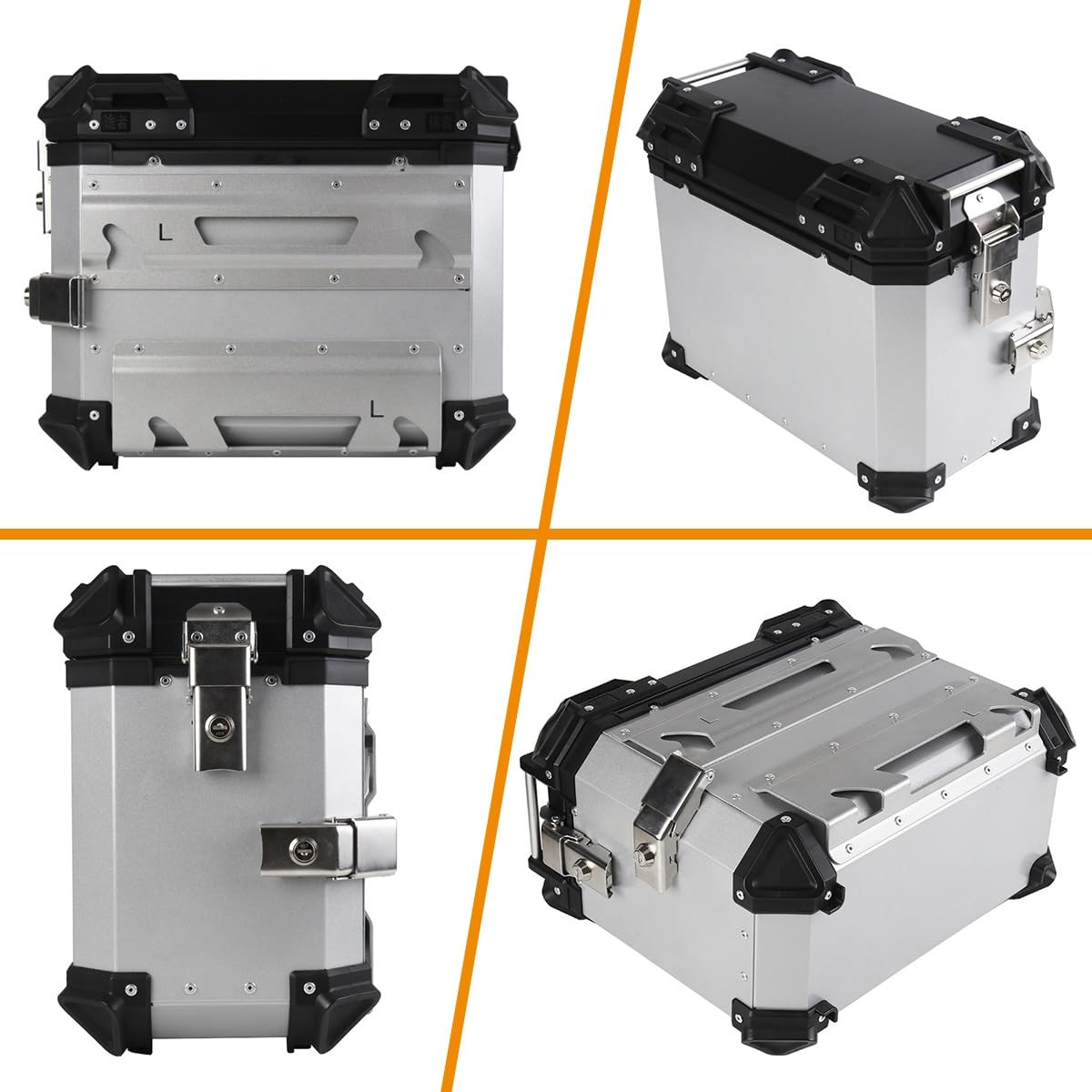 Universal Black Motorcycle Saddlebags 38L - Durable Rear Trunk Box for Scooters & Bikes