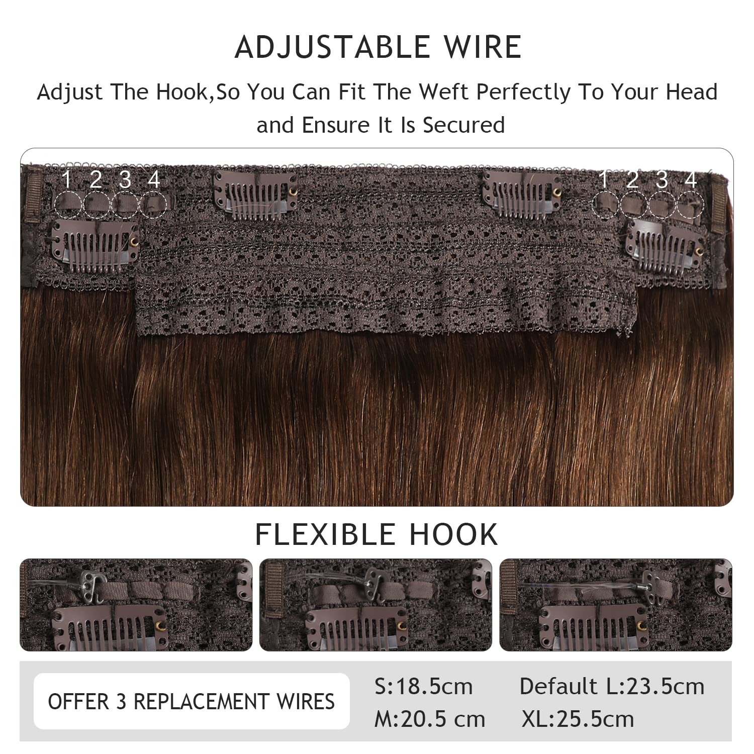 YILITE 20-Inch Wire Hair Extensions - 100% Remy Human Hair, Silky Straight #4 Medium Brown, 110g with Invisible Line | Natural Real Hair Extensions for Daily Wear, Parties & Special Occasions