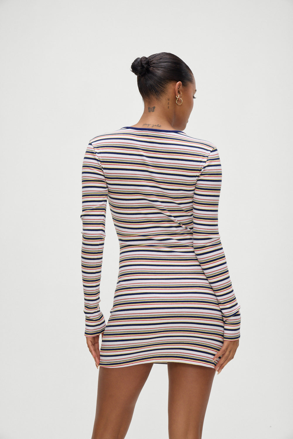 Chelsea Long Sleeve Mini Dress - Love Stripe Floral Print Women's Party Dress | Perfect for Cocktail Parties, Date Nights & Spring Weddings