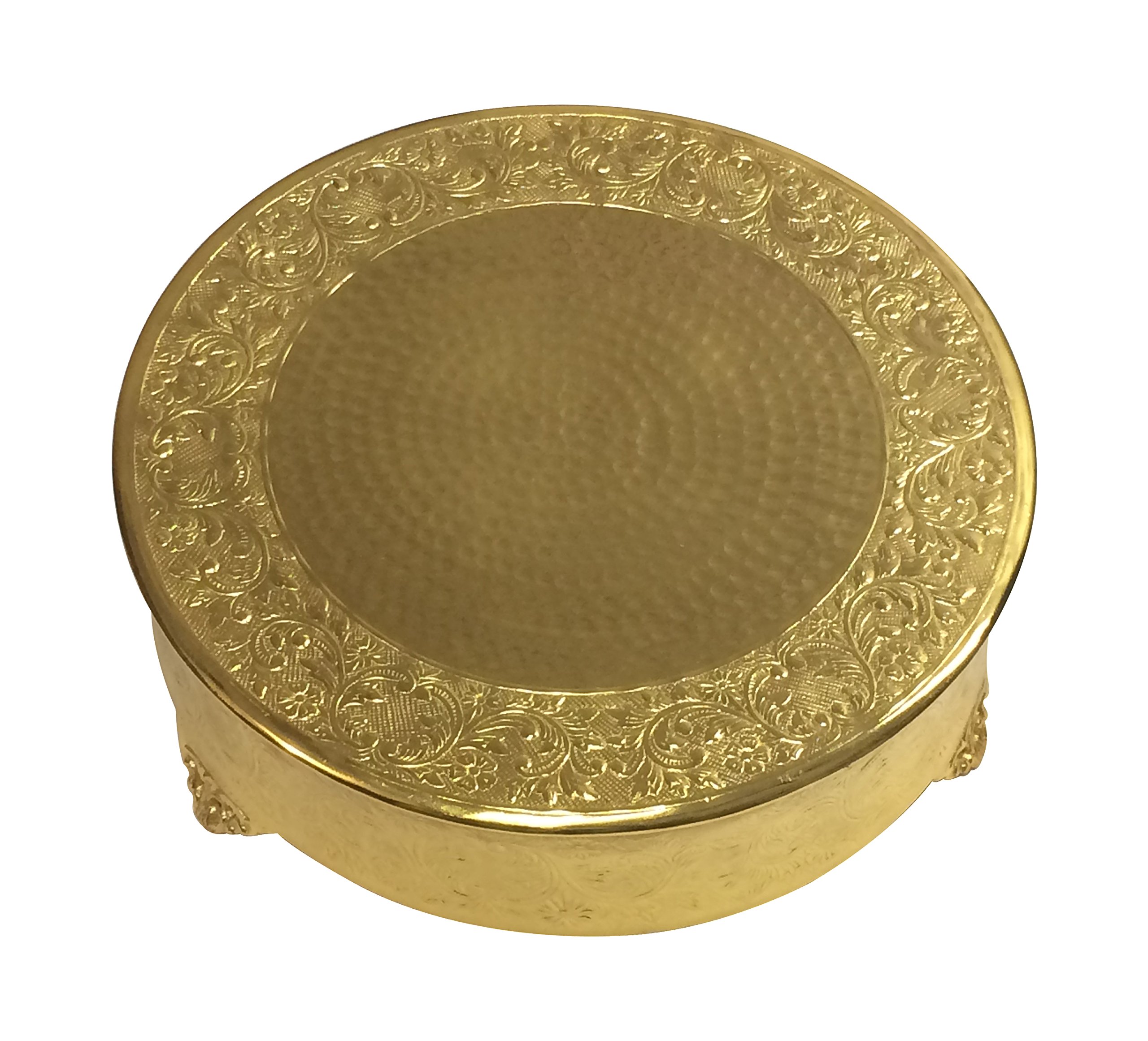 GiftBay 18-Inch Round Gold Wedding Cake Stand - Handcrafted Embossed Metal Tiered Dessert Display for Bridal Showers, Anniversary Parties & Special Events