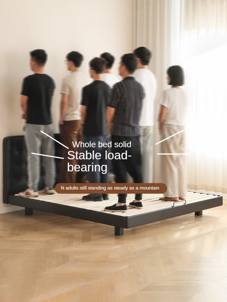 Premium Black Leather Suspension Bed - Luxurious & Durable for Bedroom, Guest Room, or Dorm - Enhances Comfort & Style