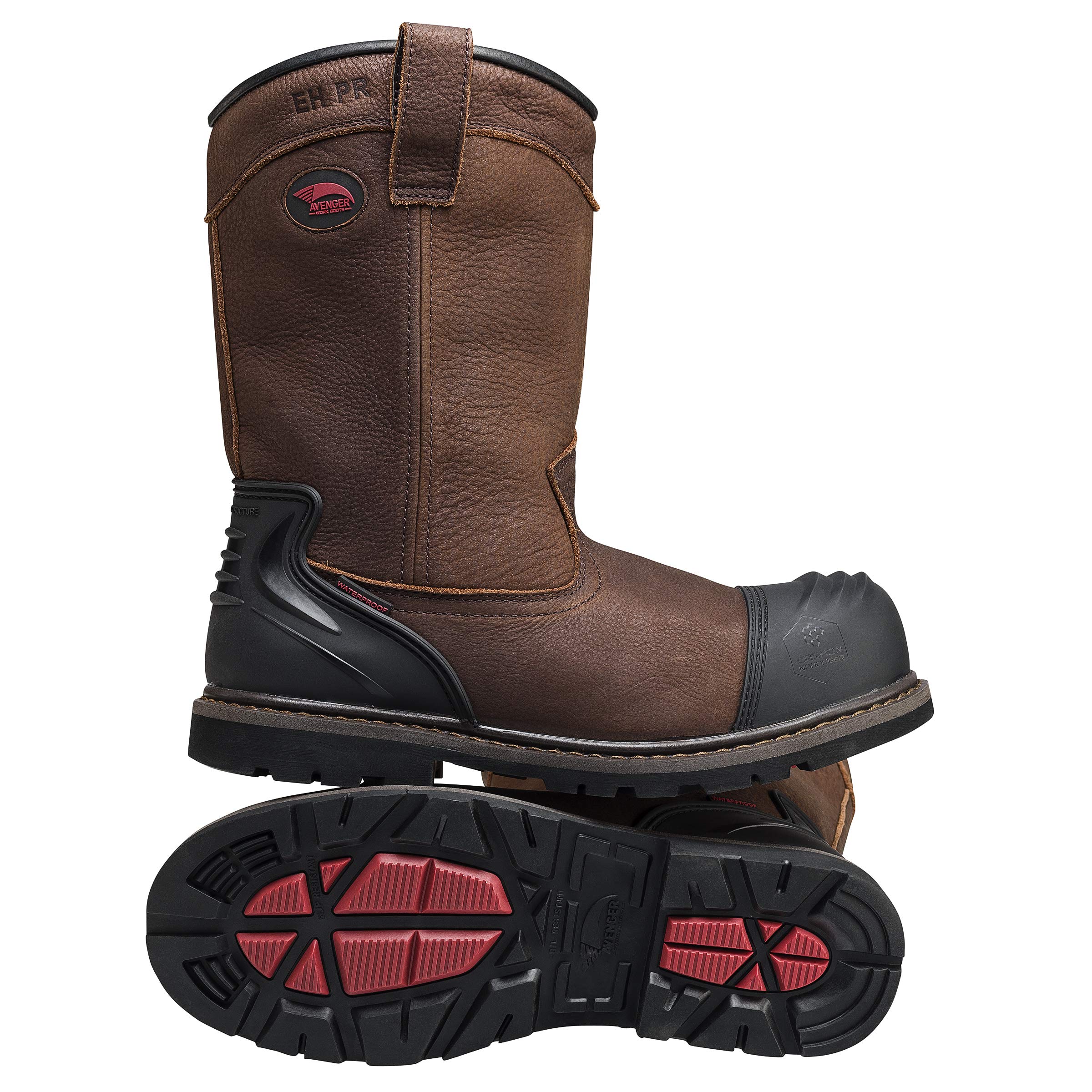 Avenger A7876 Men's Carbon Toe EH PR Waterproof Wellington Work Boots - Safety Work Shoes for Construction, Oil Rig & Outdoor Jobs (Size 16 M) | Slip Resistant & Electrical Hazard Protection for Industrial Workers