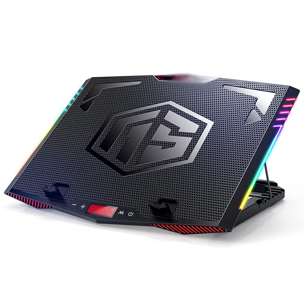 6 Quiet RGB LED Fan Laptop Cooling Stand - Adjustable Height Gaming Notebook Cooler for 17-21 Inch Laptops | Perfect for Gaming, Office Work & Home Use