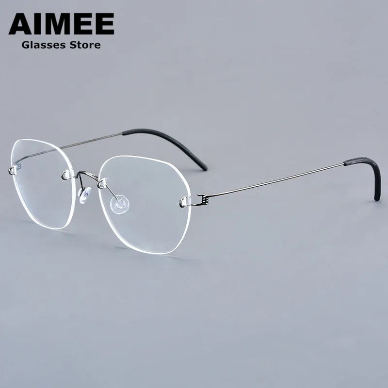 Aimee Women's Rimless Flat Top Oval Screwless Titanium Eyeglasses 92460 - Lightweight & Durable Titanium Frame for Work, Reading & Everyday Use