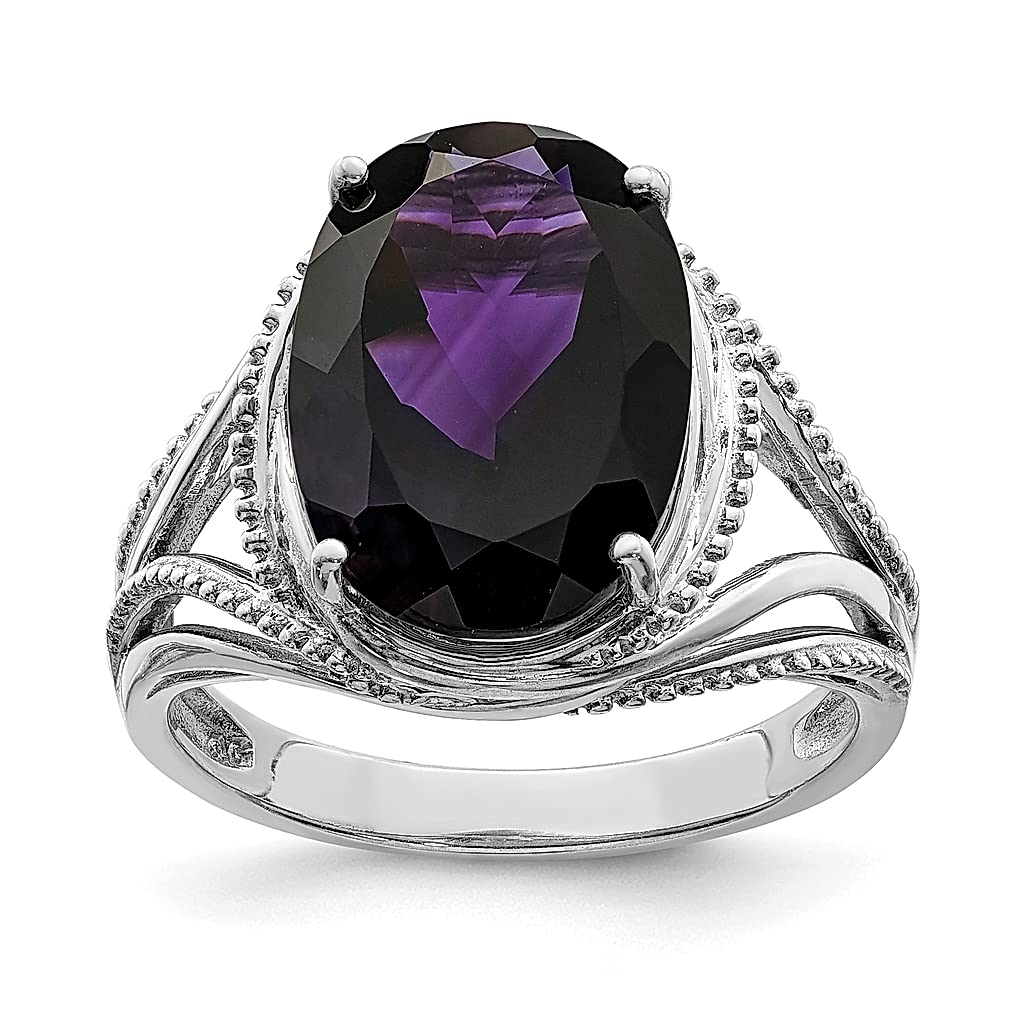 925 Sterling Silver Purple Amethyst Band Ring for Women - Dainty Gemstone Jewelry Gift for Her - Perfect for Birthdays, Anniversaries & Everyday Elegance