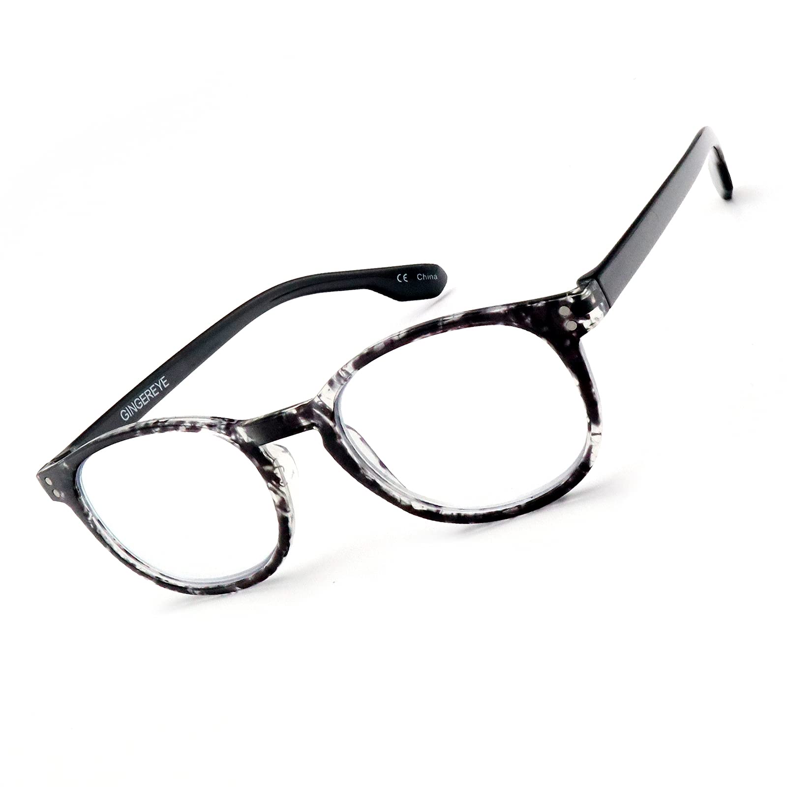 Blue Light Blocking Reading Glasses for Women & Men - Fashion Round Computer Glasses with +1.00 Strength in Grey Tortoise Frame - Perfect for Office Work, Screen Time & Night Reading