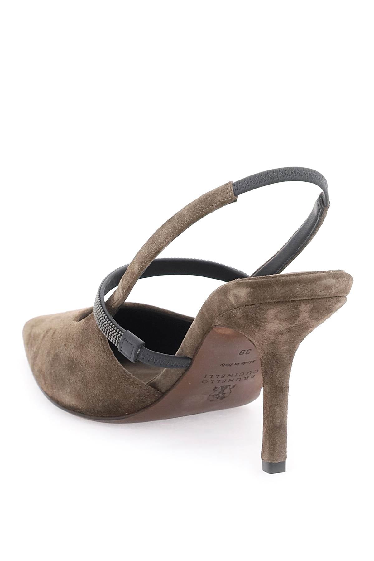 Brunello Cucinelli Slingback Pumps with Precious Strap - Elegant Women's Heels for Parties, Weddings & Evening Events