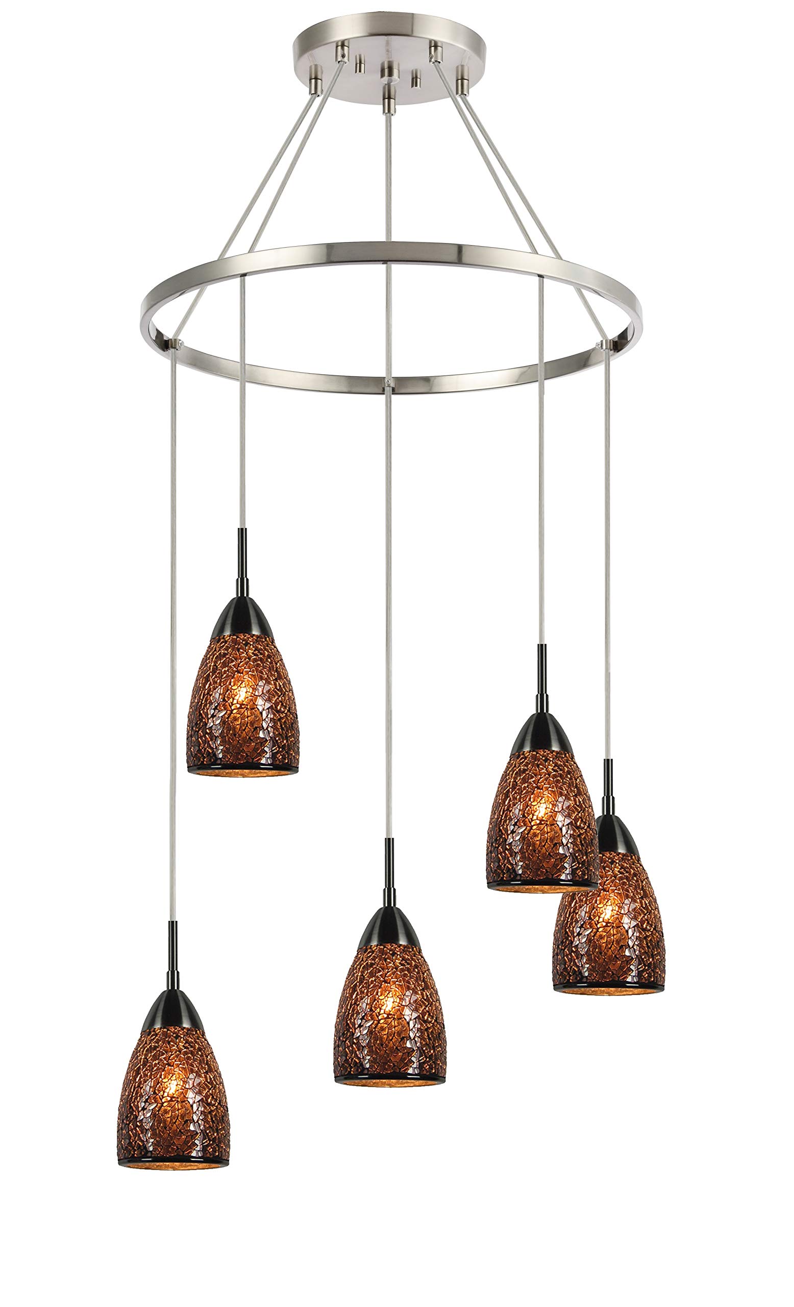 13228STN-M20MIR Modern Chandelier Light Fixture in Satin Nickel Finish - Elegant Ceiling Lighting for Dining Room, Bedroom or Living Room Decor