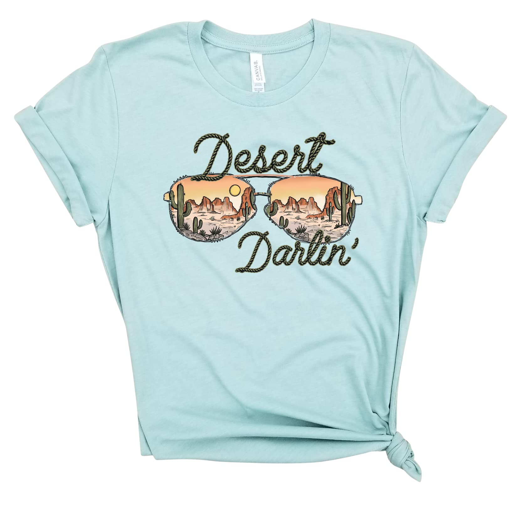 Desert Darlin Shades - Women's Cactus Print T-Shirt | Southwest Style Desert Shirt with Cactus Plants Design | Arizona Adventure Tee for Hiking, Travel & Casual Wear