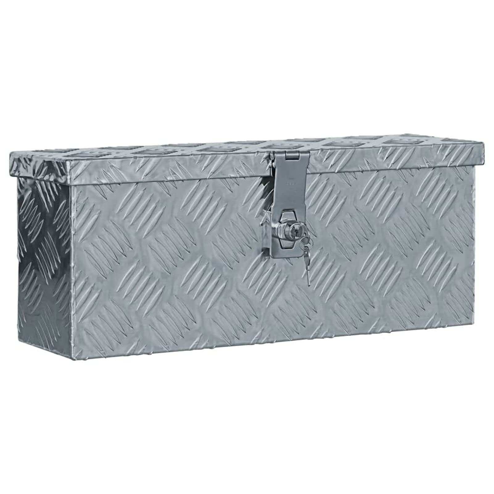 Shubiao Aluminum Diamond Plate Tool Box - 19.1x5.5x7.9 Inch Waterproof Truck Bed Storage Chest for Pickup Trucks | Durable Under Truck Storage Organizer for Tools, Equipment & Outdoor Gear (Silver)