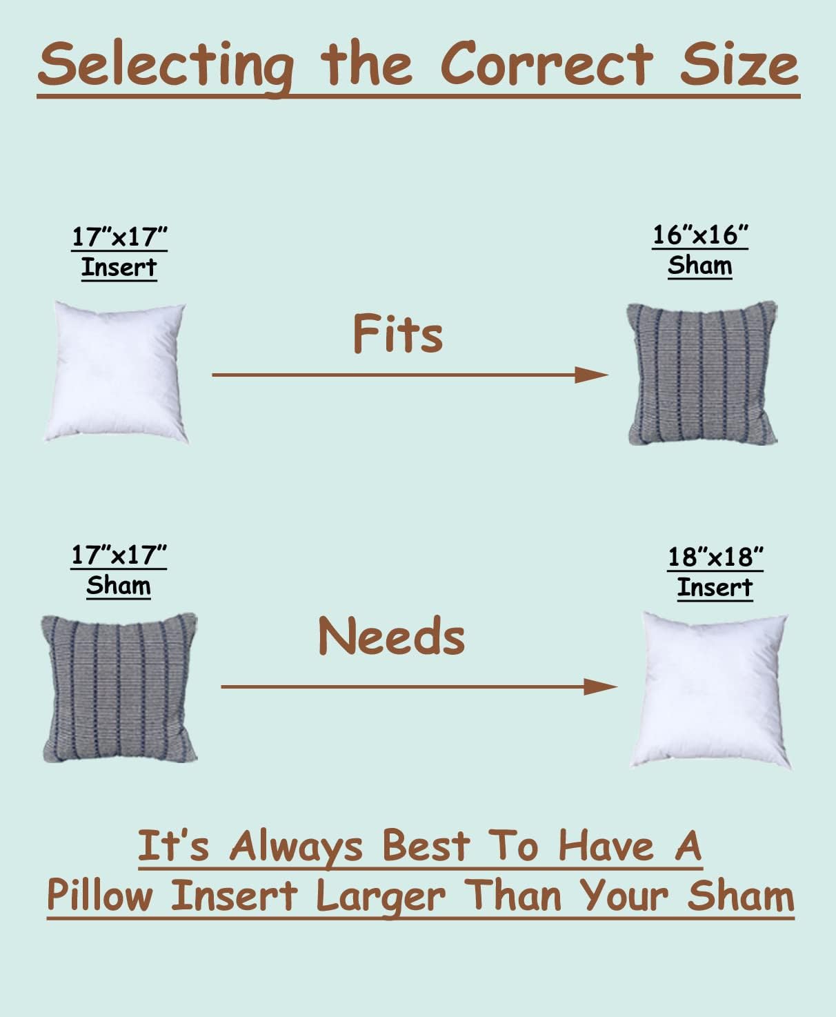 **Pillowflex Synthetic Down Alternative Pillow Inserts for Shams - Ultra Soft & Hypoallergenic Bed Pillows (17x17, Set of 2) - Perfect for Sofa, Bed, or Guest Room Decor**