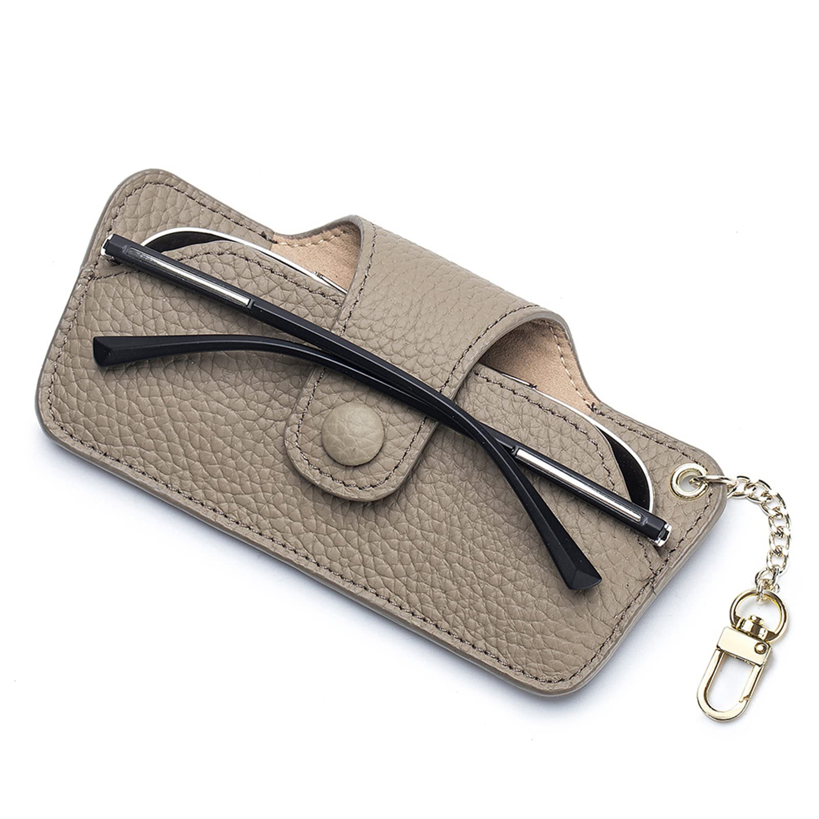 Premium Genuine Leather Glasses Case with Metal Zipper - Durable Slim Eyewear Pouch for Men & Women - Perfect for Travel, Office, and Everyday Use