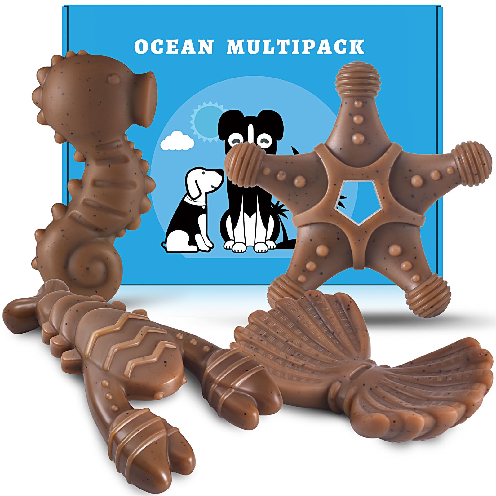 NEZIN Indestructible Dog Chew Toys for Aggressive Chewers - 4 Pack Durable Nylon Chew Toys for Small, Medium & Large Dogs | Perfect for Teething, Boredom Relief & Dental Health | Great Gift for Pet Lovers