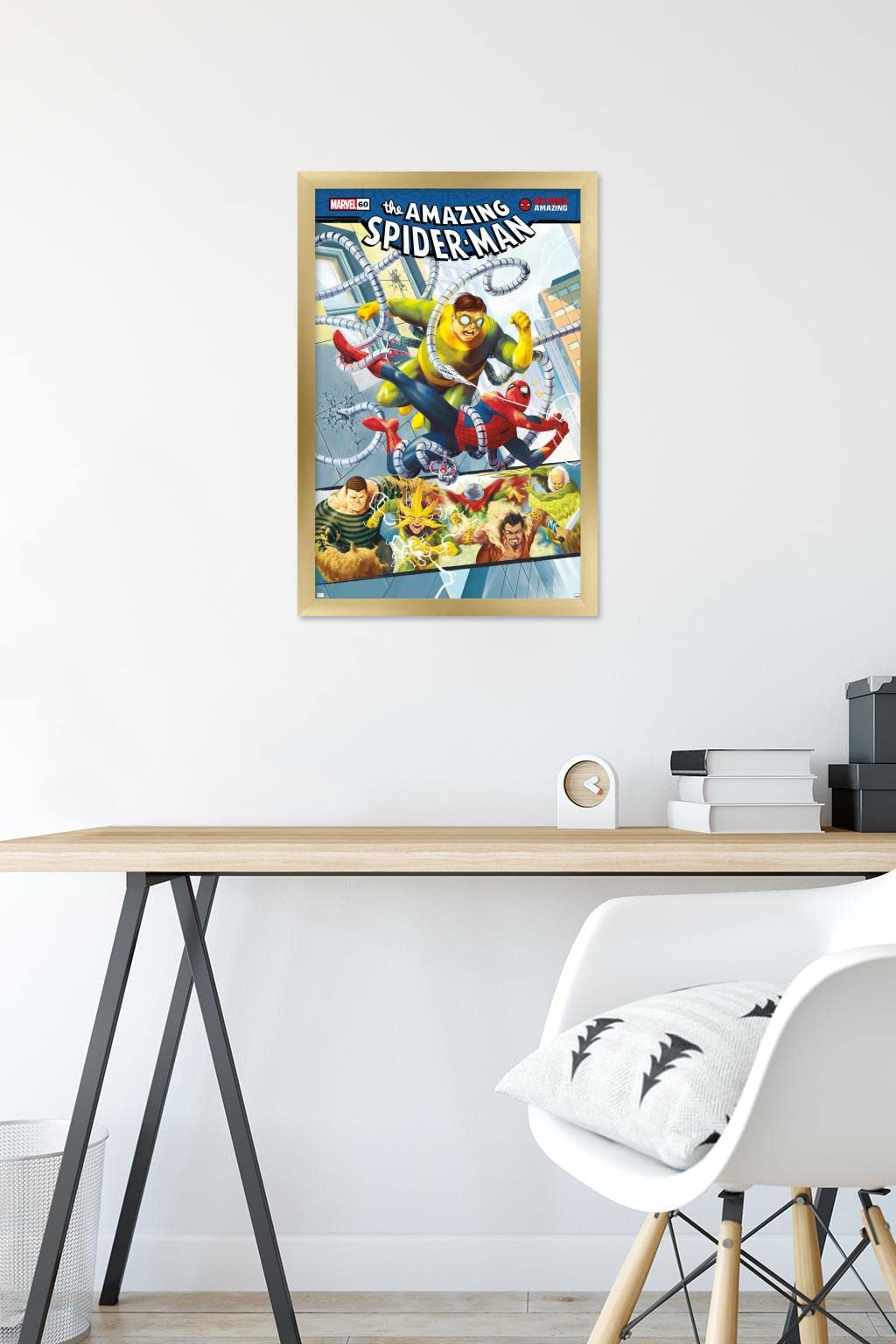 Marvel Comics Spider-Man: Beyond Amazing - Sinister Six Cover Gold Framed Wall Poster 22.4x14.7 Inches | Home Decor, Bedroom, Office, Game Room, Gift for Superhero Fans