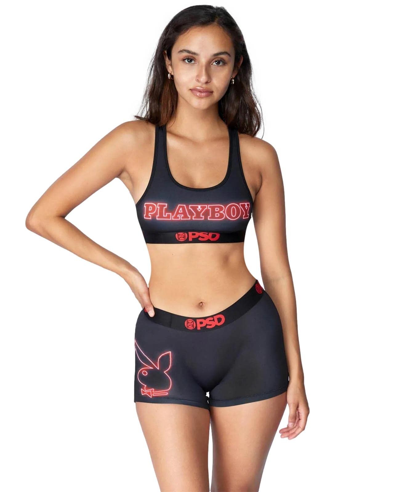 Playboy Women's Racerback Sports Bra - Breathable Microfiber Workout Top for Yoga, Gym & Running | Comfortable Support for Active Lifestyles