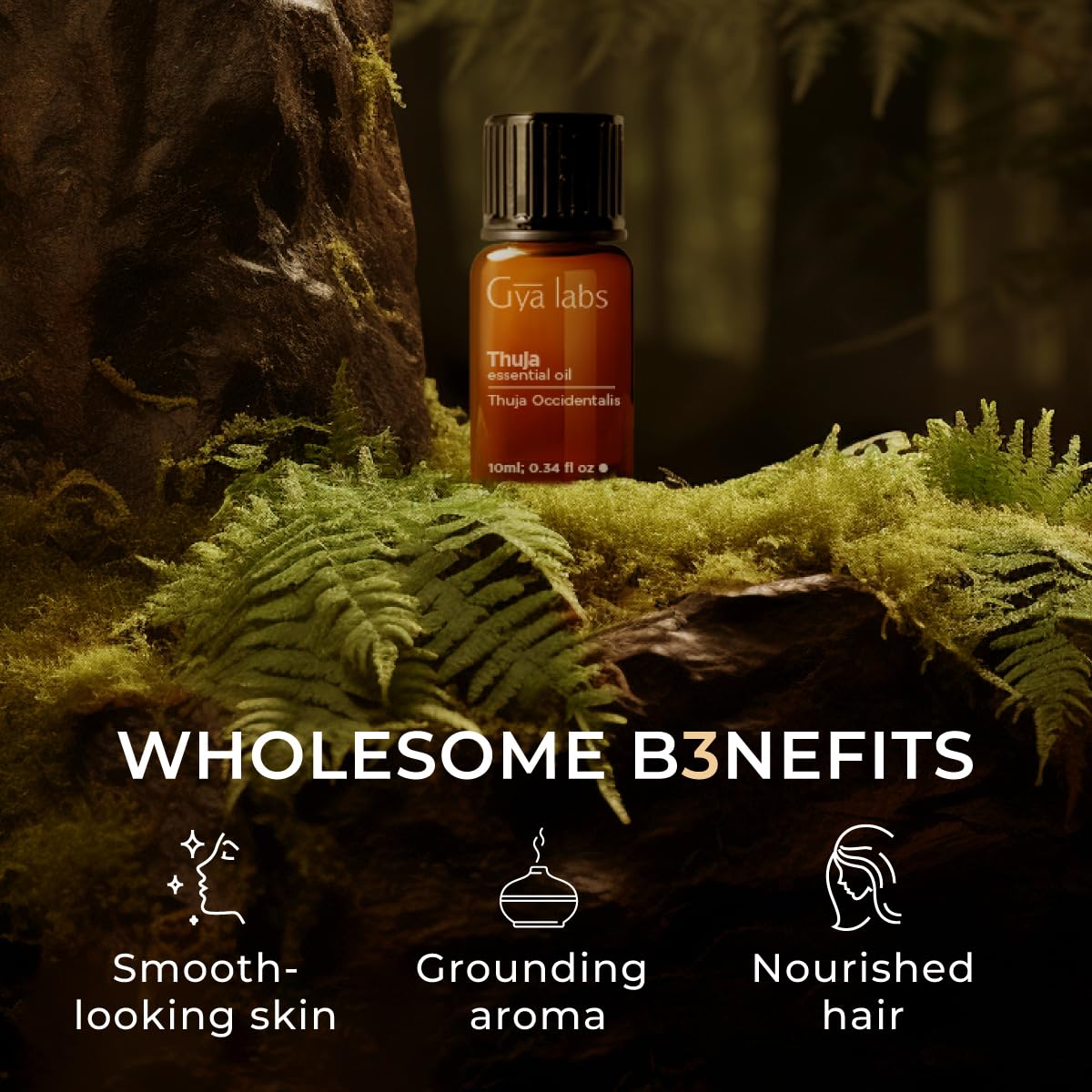 Gya Labs 100% Pure Thuja Essential Oil - 0.34 Fl Oz Natural Wood Oil for Aromatherapy, Diffuser, Hair Care & Candle Making - Camphor Scent for Relaxation & Stress Relief - Perfect for Spa, Yoga & Home Fragrance