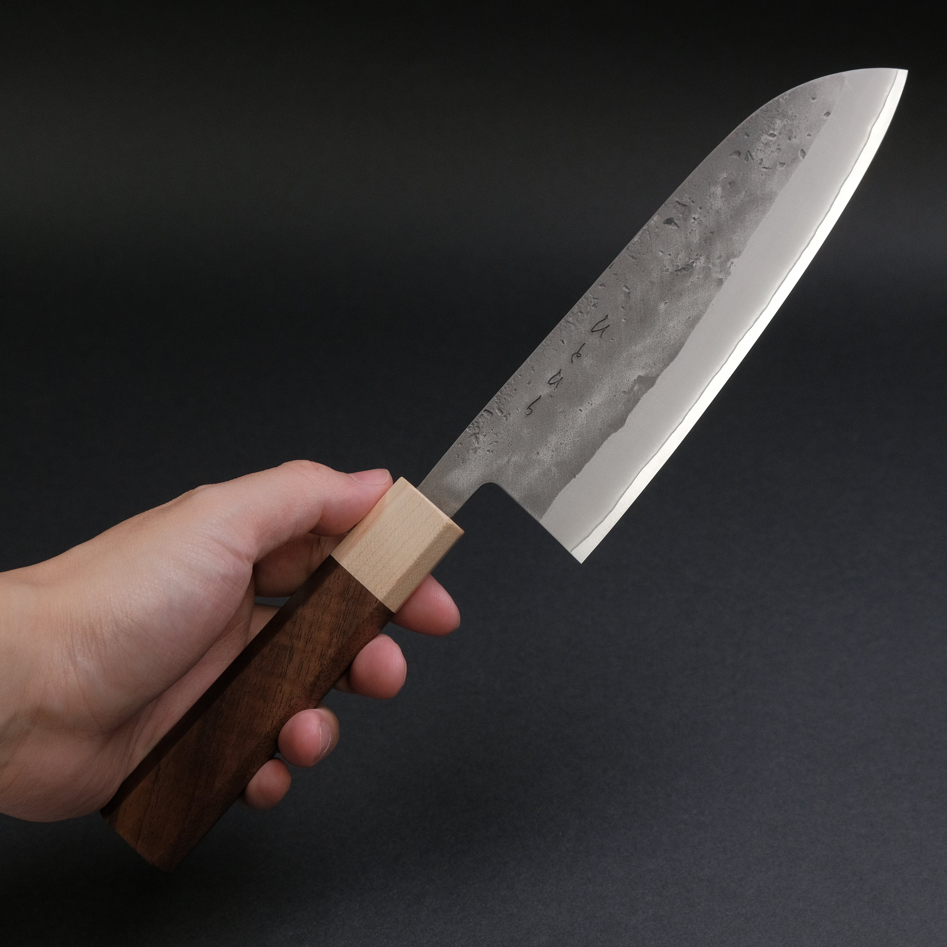 Hitohira TD SLD Nashiji Santoku Knife 165mm with Walnut Handle - Premium Japanese Kitchen Knife for Slicing, Dicing, and Chopping Vegetables, Meat, and Fish