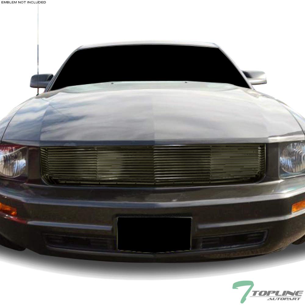2005-2009 Ford Mustang V6 Glossy Black Front Bumper Grille Replacement - Horizontal Style for Enhanced Airflow & Sporty Look | Perfect for Car Upgrades, Auto Shows & Mustang Enthusiasts