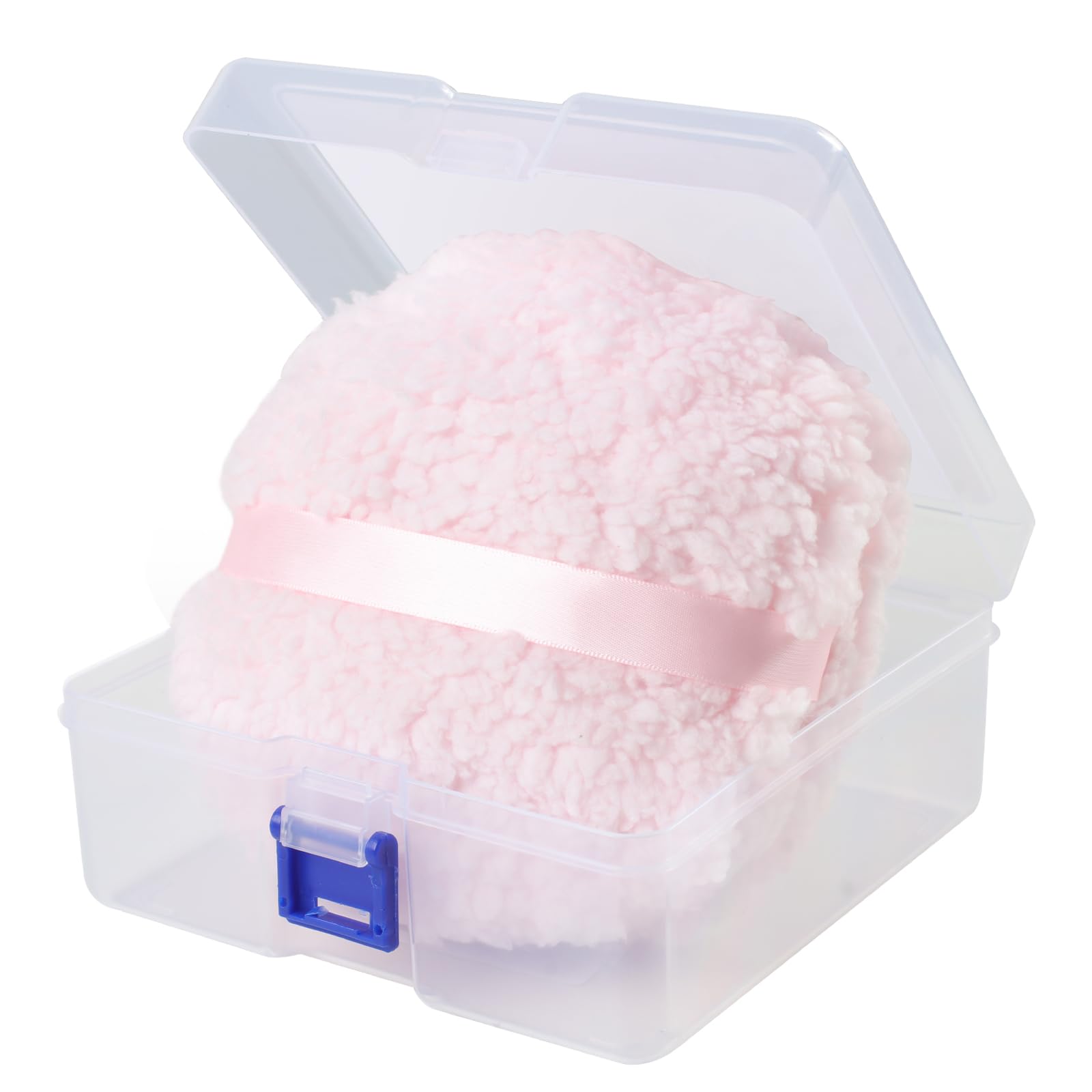 6 Inch Large Powder Puff for Body Powder - Soft Washable Makeup Puff with Container - Talcum Powder Applicator for Women & Men - Perfect for Baby Powder, Loose Powder & Body Makeup (Pink)