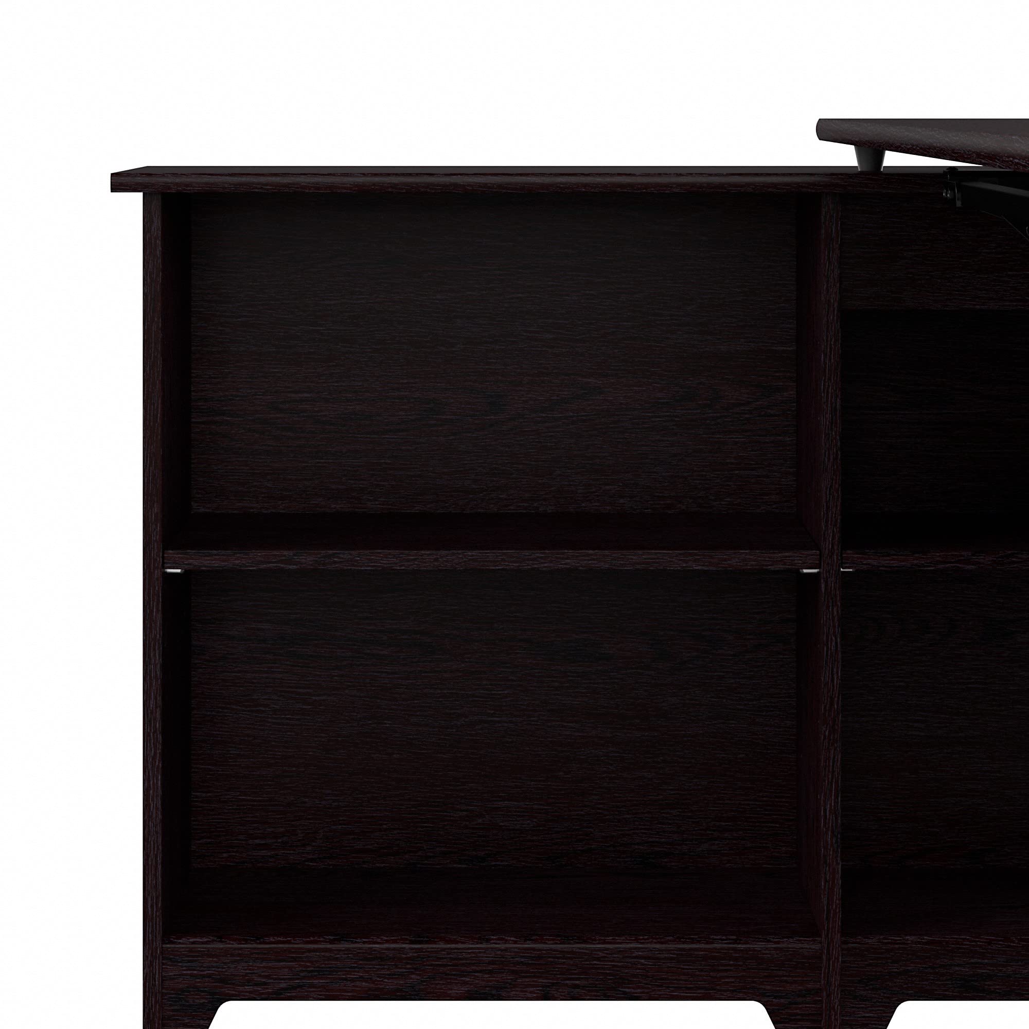 Bush Furniture Cabot 52W 3-Position Adjustable Height Sit to Stand Corner Desk with Shelves in Espresso Oak - Perfect for Home Office, Small Spaces & Ergonomic Workstations