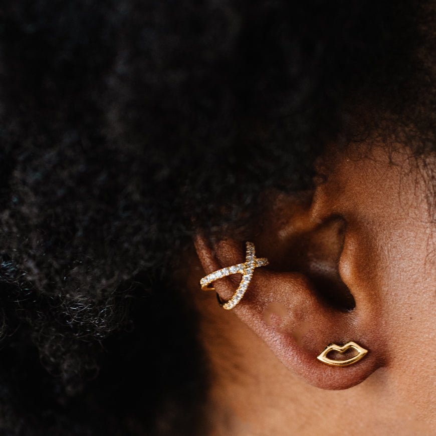 Fearless Kiss Studs - 14K Gold Plated Earrings for Women, Trendy Minimalist Hoop Earrings for Everyday Wear, Perfect Gift for Valentine's Day & Anniversary