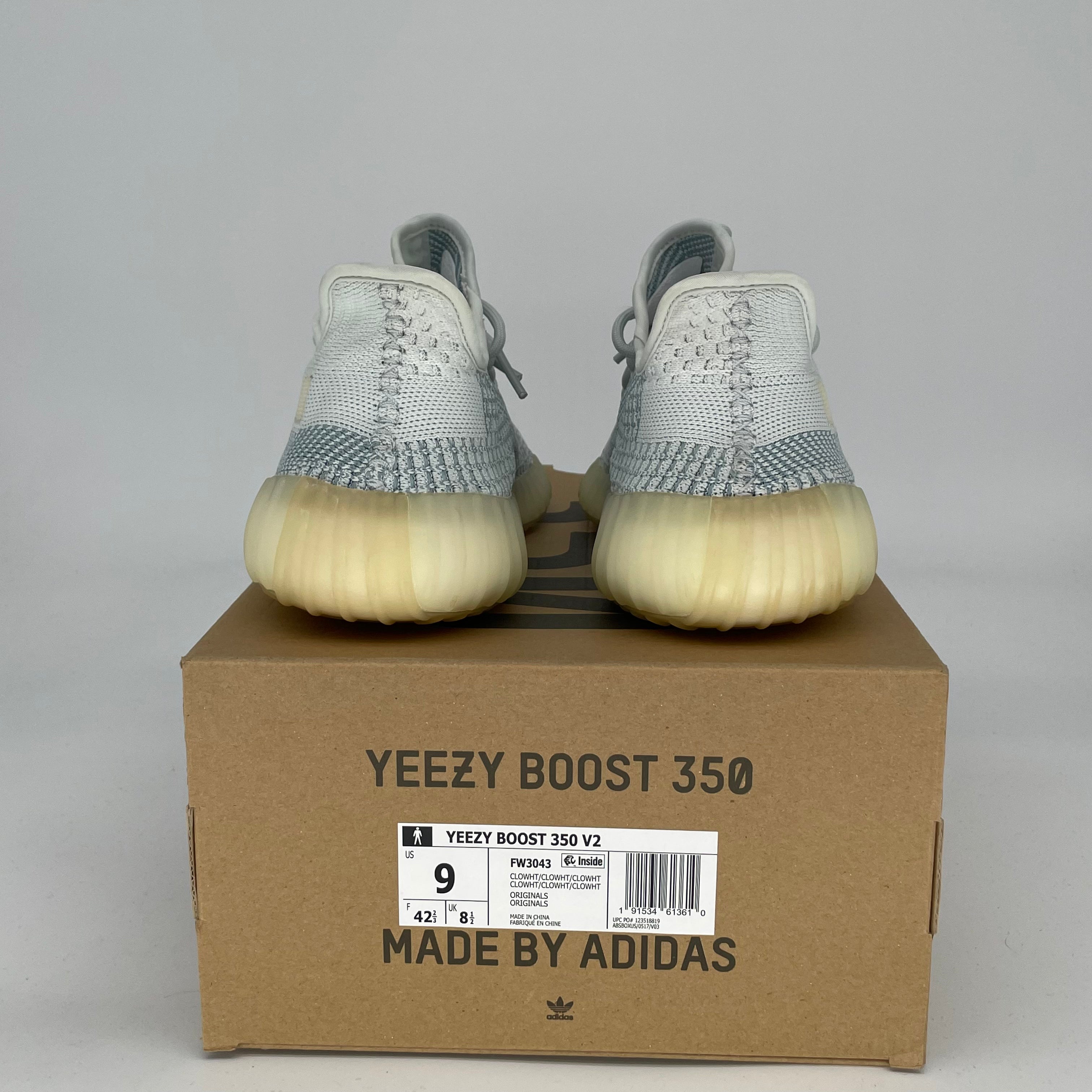 Adidas Yeezy Boost 350 V2 Cloud White Sneakers - Men's Size 9/Women's 10.5 (FW3043) | Comfortable Running Shoes for Gym, Casual Wear & Street Fashion
